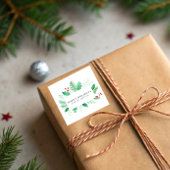 水彩冬の緑の休日 スクエアシール