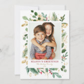 水彩冬の緑の季節のご挨拶 シーズンカード (正面)