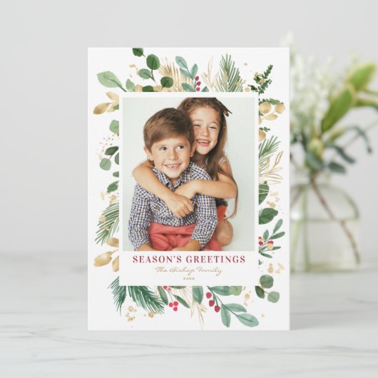 水彩冬の緑の季節のご挨拶 シーズンカード (スタンド正面)