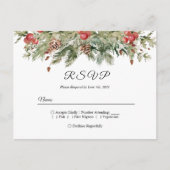 水彩冬の緑の松の木と松ぼっくり インビテーションポストカード (正面)