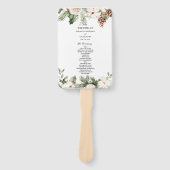 水彩冬の緑の松の木と白い花 ハンドファン (正面)