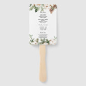 水彩冬の緑の松の木と白い花 ハンドファン (裏面)