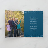 水彩冬の緑の青いクリスマスフォト シーズンカード (内部)