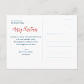 水彩冬の緑の青いクリスマスフォト ポストカード (裏面)