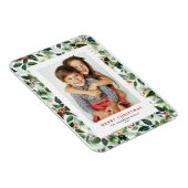 水彩冬の緑メリークリスマスフォト マグネット (右側)