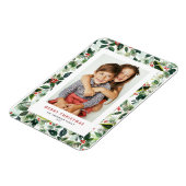 水彩冬の緑メリークリスマスフォト マグネット (左側)