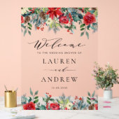 水彩冬の花のガーランド ウェディングシャワー アクリルサイン (ウェディング)