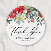水彩冬の花ガーランド感謝カード フェイバータグ (裏面)
