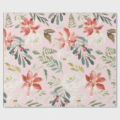 水彩冬の花ホリーベリーパターン(の模様が)ある ラッピングペーパー (フラット)