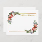 水彩冬の花モダンゴールド ノートカード (正面/裏面)