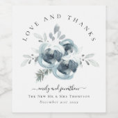 水彩冬の花模様お名前結婚さん ワインラベル (シングルラベル)