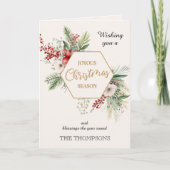 水彩冬の花白3枚の写真クリスマス カード (正面)