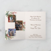 水彩冬の花白3枚の写真クリスマス カード (内部)