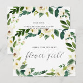 水彩冬の花輪のフラワガールに 案内ポストカード (正面/裏面)