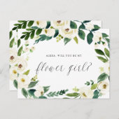 水彩冬の花輪の花嫁の少女に 案内ポストカード (正面/裏面)