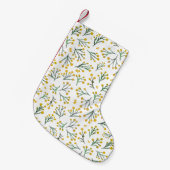 水彩冬の花 – 黄色 スモールクリスマスストッキング (正面 (吊り時))