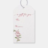 水彩冬の葉とピンクの果実 ギフトタグ (裏面)