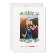 水彩冬の葉クリスマスファミリーレター