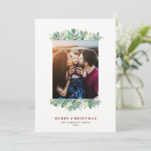 水彩冬の葉クリスマスファミリーレター シーズンカード (スタンド正面)