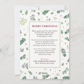 水彩冬の葉クリスマスファミリーレター シーズンカード (裏面)