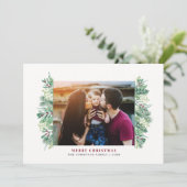 水彩冬の葉クリスマスファミリーレター シーズンカード (スタンド正面)