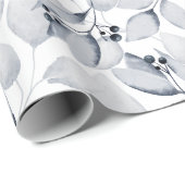 水彩冬の葉クリスマスホリデー ラッピングペーパー (ロールコーナー)