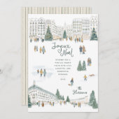 水彩冬の街並みノンフォトクリスマス シーズンカード (正面/裏面)