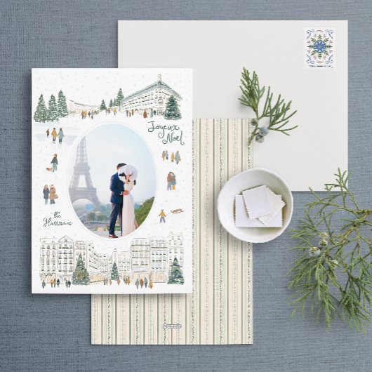 水彩冬の街並み写真クリスマス シーズンカード