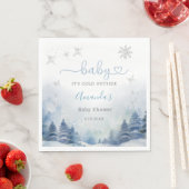 水彩冬の赤ちゃんシャワーブルースノーフレーク スタンダードランチョンナプキン (インサイチュ)