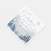 水彩冬の赤ちゃんシャワーブルースノーフレーク スタンダードランチョンナプキン (角)