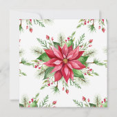 水彩冬の赤ポインセチアのクリスマスイブ 招待状 (裏面)