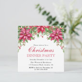 水彩冬の赤ポインセチアのクリスマス 招待状 (スタンド正面)