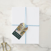 水彩冬の通りシーンクリスマス ギフトタグ (より糸付き)