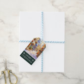 水彩冬の通りシーンクリスマス ギフトタグ (より糸付き)