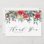 水彩冬の開花ガーランドボタニカル結婚ズ サンキューカード (正面)