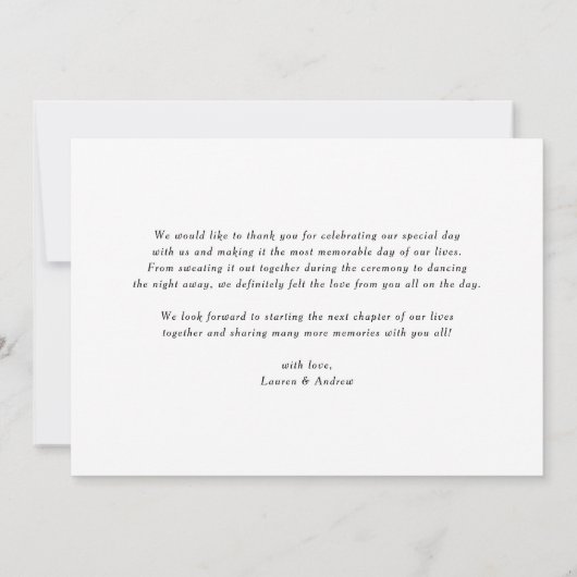 水彩冬の開花ガーランドボタニカル結婚ズ サンキューカード (裏面)