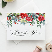 水彩冬の開花ガーランドボタニカル結婚ズ サンキューカード