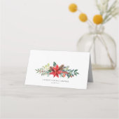 水彩冬の開花ガーランドボタニカル結婚ズ プレイスカード (裏面)
