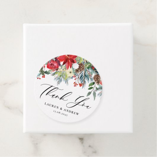 水彩冬の開花ガーランド結婚ズサンキュー フェイバータグ (インサイチュ)