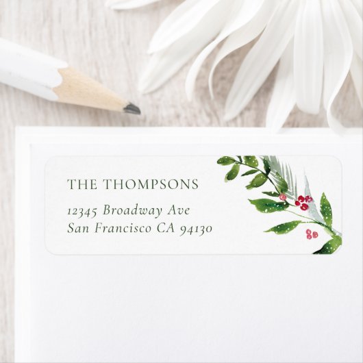 水彩冬の離れクリスマス差出人住所 ラベル (インサイチュ)