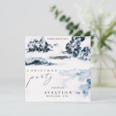 水彩冬の雪のクリスマス企業のパーティー 招待状 (スタンド正面)