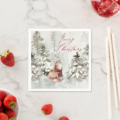 水彩冬の雪のシーン(キツネ) スタンダードカクテルナプキン (インサイチュ)