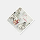 水彩冬の雪のシーン(キツネ) スタンダードカクテルナプキン (角)