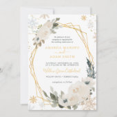 水彩冬の雪のフレーム結婚式パーティー 招待状 (正面)