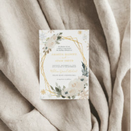 水彩冬の雪のフレーム結婚式パーティー 招待状