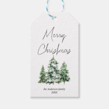 水彩冬の雪の松の木メリークリスマス