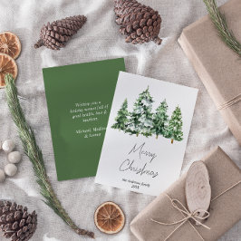 水彩冬の雪の松の木メリークリスマス シーズンカード