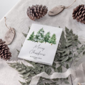 水彩冬の雪の松の木メリークリスマス シーズンカード