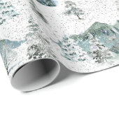 水彩冬の雪の自然ツリー山 ラッピングペーパー (ロールコーナー)