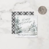 水彩冬の雪景色オーダーメイド ノートカード (正面/裏面インサイチュ)